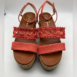 Jessica Simpson Callri Coral Wedge Platform Sandals Size 11M